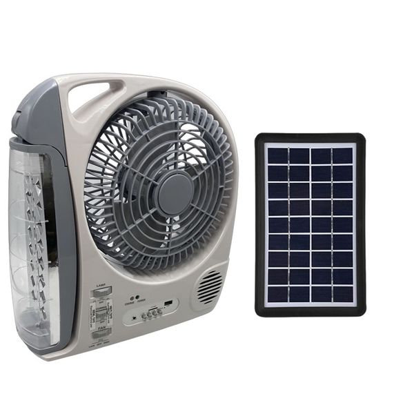 6 in 1 Solar Powered 8'' Fan with LED Lamp