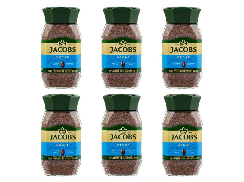 JACOBS Decaf Instant Coffee - Case of 6 x 200g Jars
