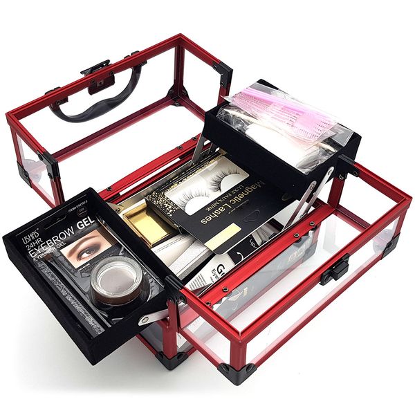 purpleX Petite Make-up Box - Jewelry Box With cosmetics - 16 piece set