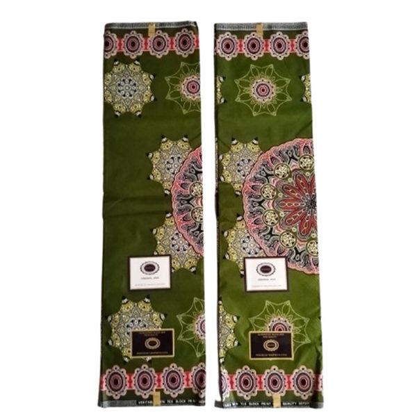 2 pack-Vibrant African Print Fabric - BlockWax - Olive/Pink