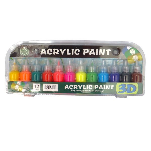 12 Color Acrylic Paint Set - 18ml Bottles