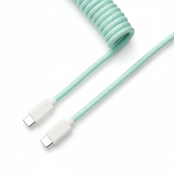 Keychron Coiled Aviator Cable - Mint Color, Straight Design for Keyboards