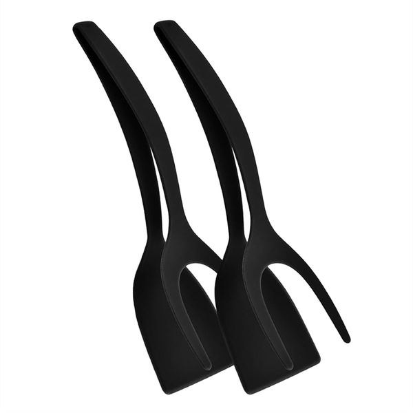 2-In-1 Egg Spatula Grip and Flip Spatula Tongs Cooking Tongs Egg Flipper Tu