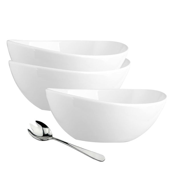 Porcelain Large Serving Salad Bowl Set - Set of 4
