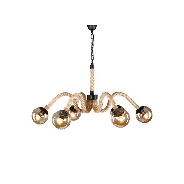Home Decoration Fluorescent Bulb Brass Rope Pendant Light