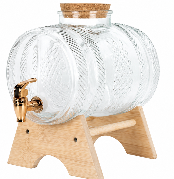 Barrel Juice Dispenser With Tap And Stand
