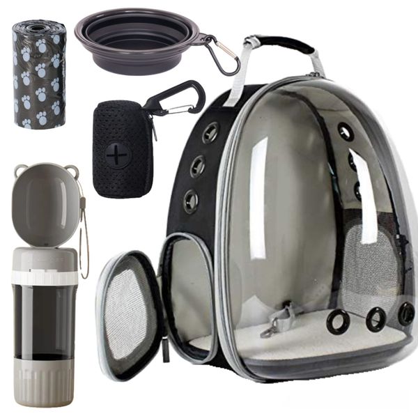 5-Piece Pet Travel Backpack Set - Pet Carrier with Accessories