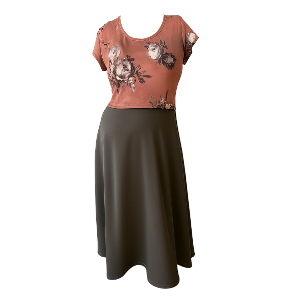 Maternity&amp;Nursing Midi Summer Capsleeve Dress-Pink Floral