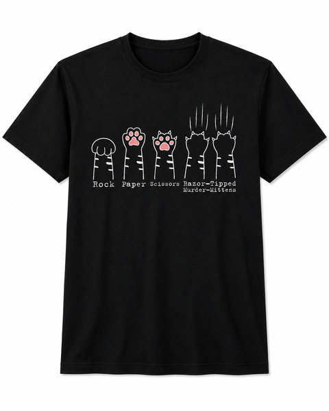 Qtees Africa - Rock Paper Scissors Murder Mittens Gift Black T-Shirt