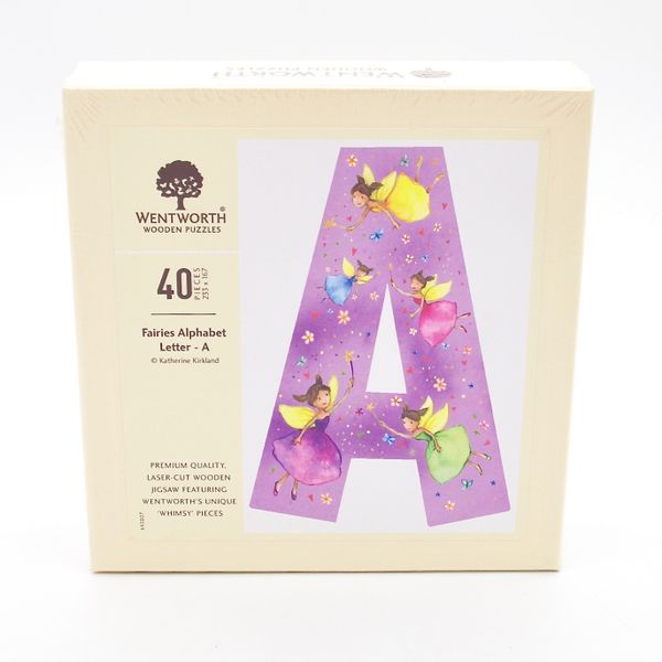 Fairies Letter A - 40 Piece Kids Alphabet Wooden Shaped Jigsaw Puzzle