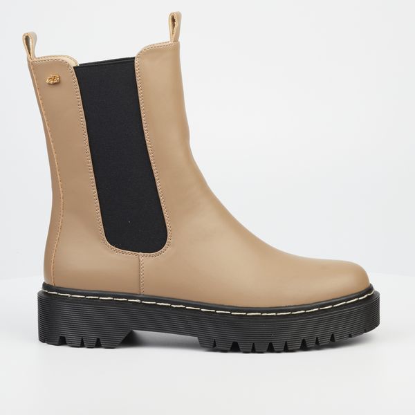 Miss Black Women Taupe Round Toe TPR Sole Boots