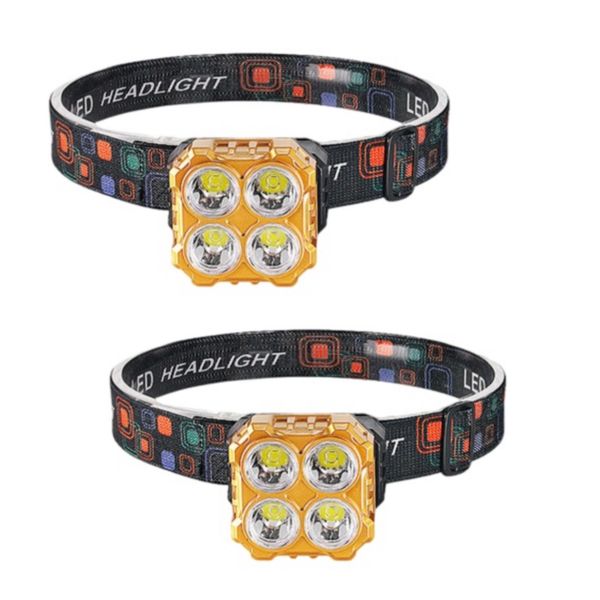 Pack of Two Waterproof Rechargeable 4 LED Headlamp