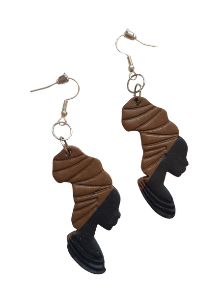 African Silhouette Dangles - Bold Beauty in Motion Brown/Black S Earrings