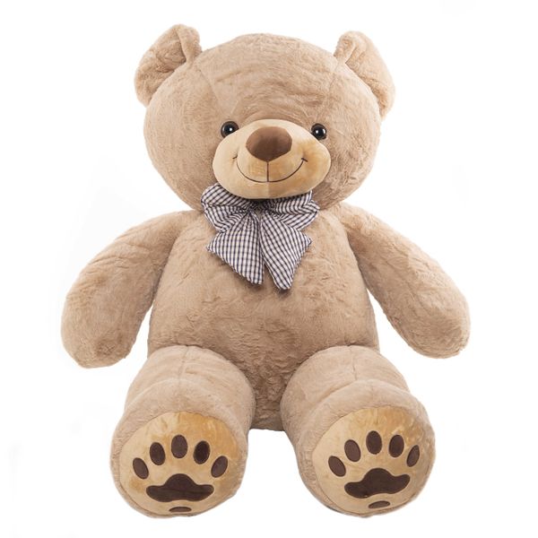 Giant Teddy Bear with a Bow-Tie &amp; Paws - Tan - 120cm