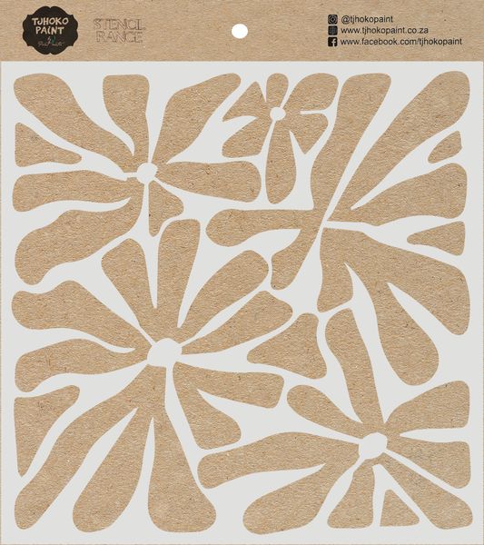 Tjhoko Paint Stencil - 15x15cm - Retro Flower Power