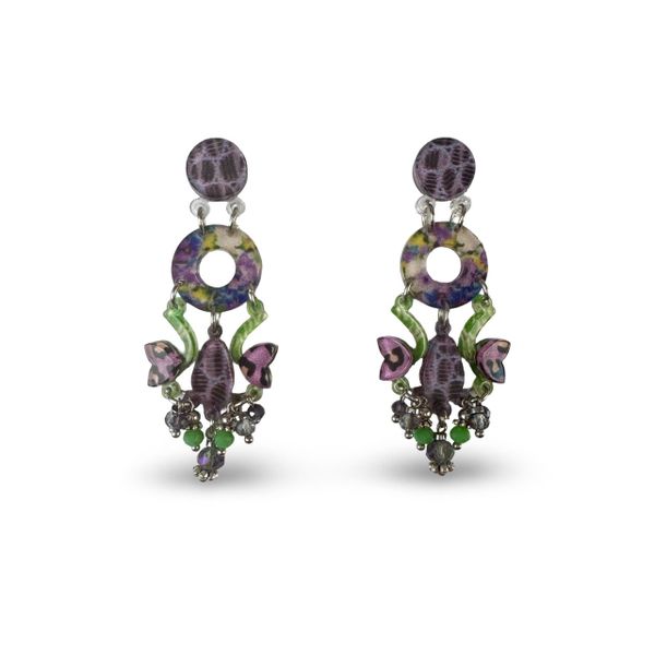 Lilly K Designs 060 Purple, Green &amp;Lilac Plexiglass Drop &amp; Dangle Earrings