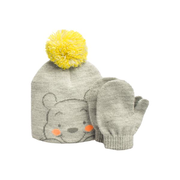 WINNIE THE POOH By Disney Official Licensed - Baby Beanie &amp; Mitten Set