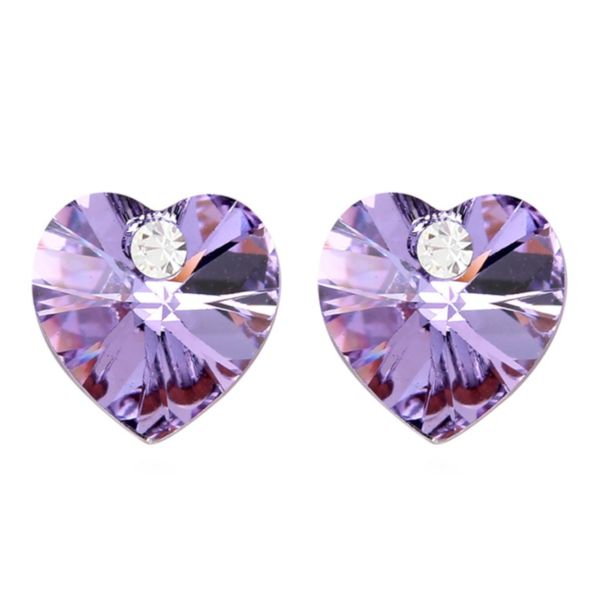 Heart Shaped with Crystals from Swarovski Earrings - Violet