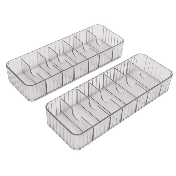 2pcs Clear Acrylic Cable Management Box with 7 Compartments 26x9.5x4.5cm