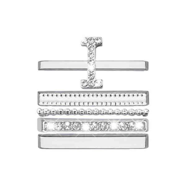 Stainless Steel Watch Band Ring Charms With Letter D - Silver