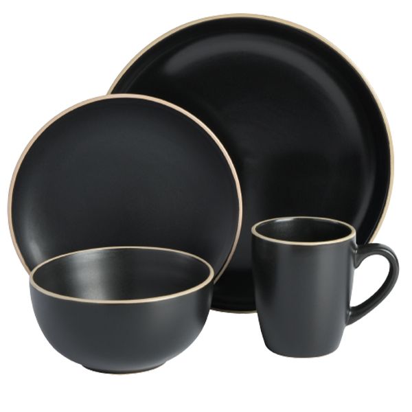 Coe&amp;Claire Home Rockaway 16 Piece Dinner Set Black