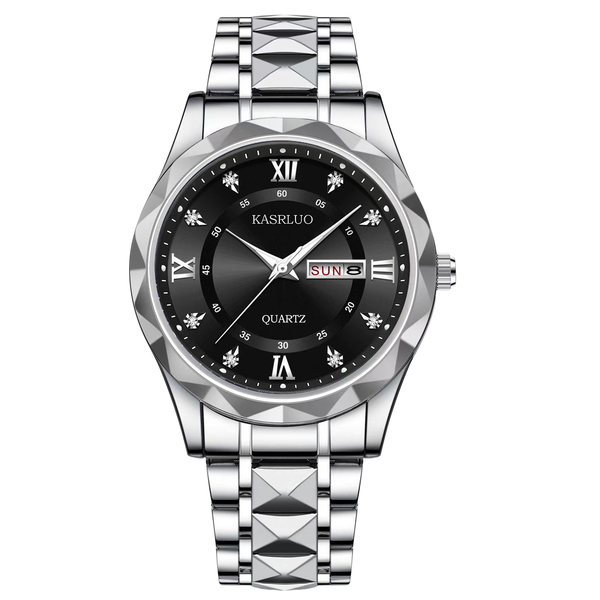 Men'S Diamond-Accented Quartz Watch With Day &amp; Date Display