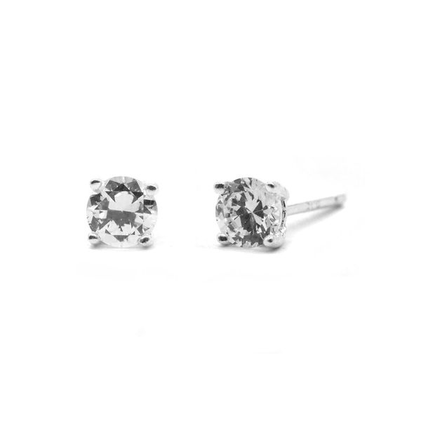Silverbird 925 Sterling Silver Round Cubic Zirconia Stud Earrings