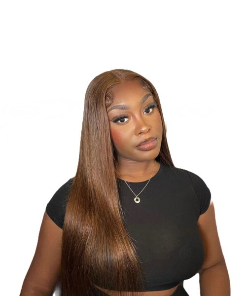 Brown Straight Brazilian Lace Frontal Wig