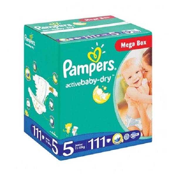 Pampers - Active Baby Dry Size 5 Junior Nappies 111's - Mega Box