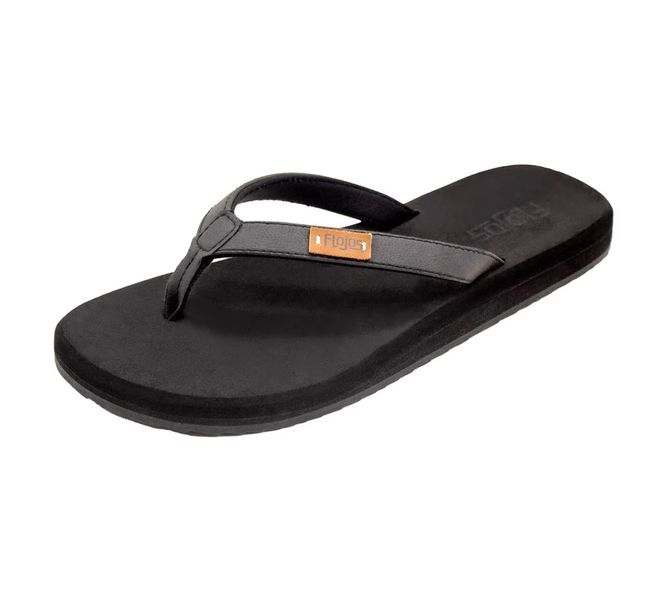 Flojos Women Black Leather Thong Flip Flop