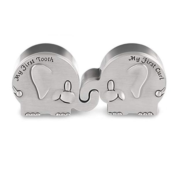 Silver Baby First Tooth and Curl Keepsake Box Set