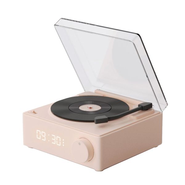Record Player BT Speaker, Alarm, Pinkish