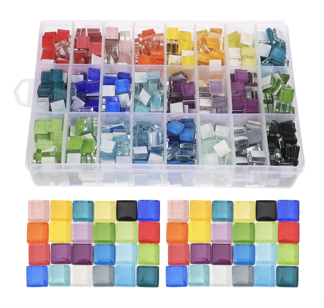 Decor 1100 piece DIY Stained Glass Crystal Mixed Mosaic Tiles - 10mm