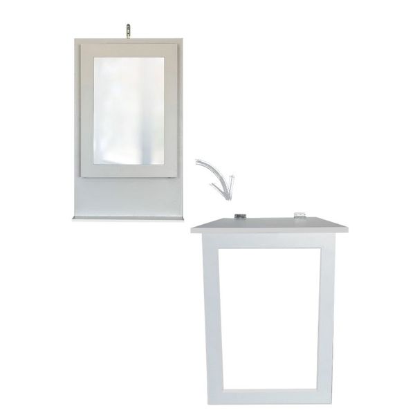 Fold Up Wall Mounted Desk &amp; Mirror 100x60cm - White