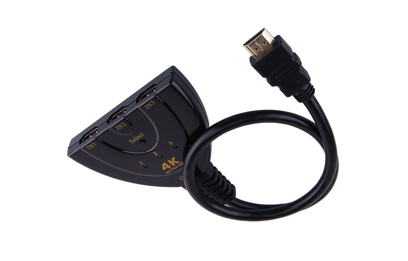 4K 60Hz 3-in-1 HDMI Switcher Box (Pigtail Cable) | Auto Switch