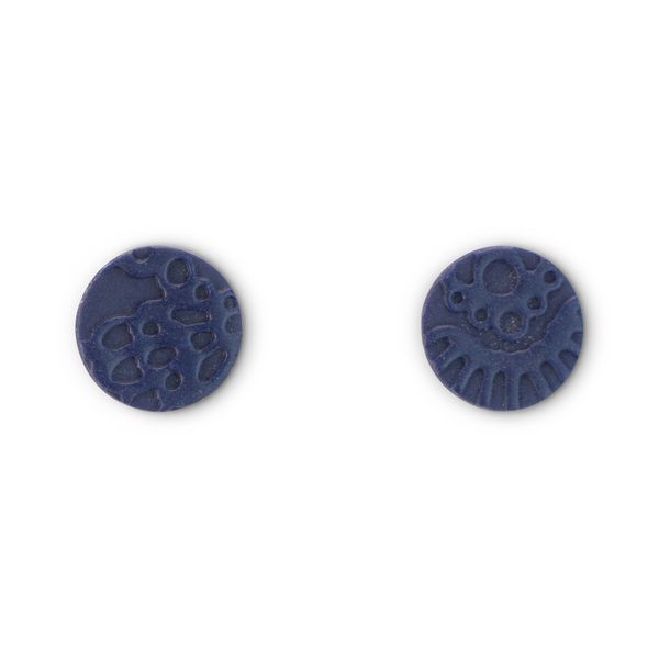 Ginger Homemade - Stud Earrings - Circle - Polymer Clay - Navy