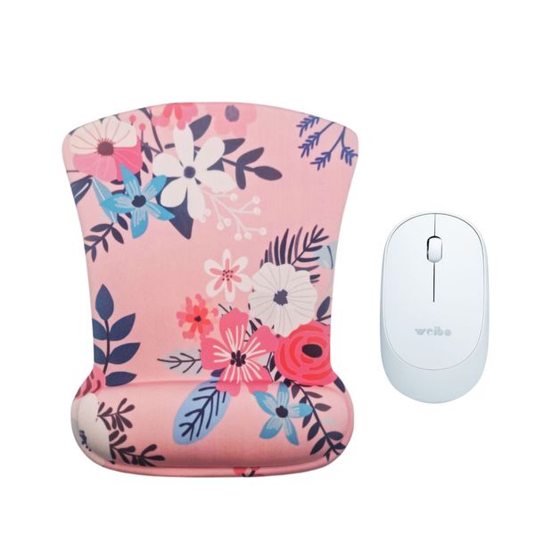 Ergonomic Floral Elegance Mouse Pad and Wireless Mouse