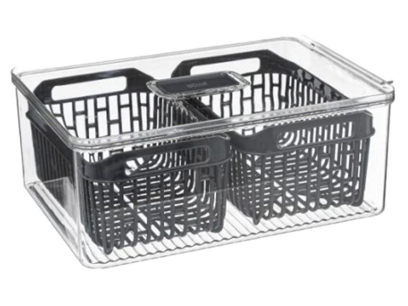 5five Acrylic Fridge Storage Container 2 Division with Lid 32.5x22.5x5cm