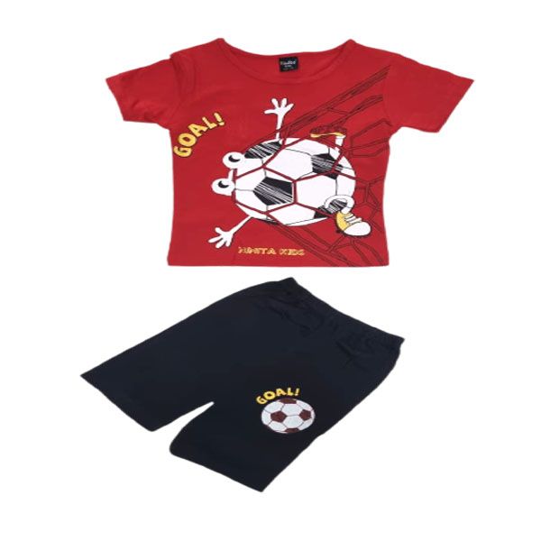 Little People Shop: Boys Black Shorts and Red Top- Casual Set