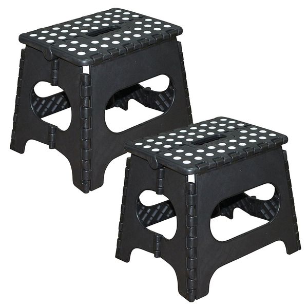 Folding Plastic Step Ladder Stool - Set of 2
