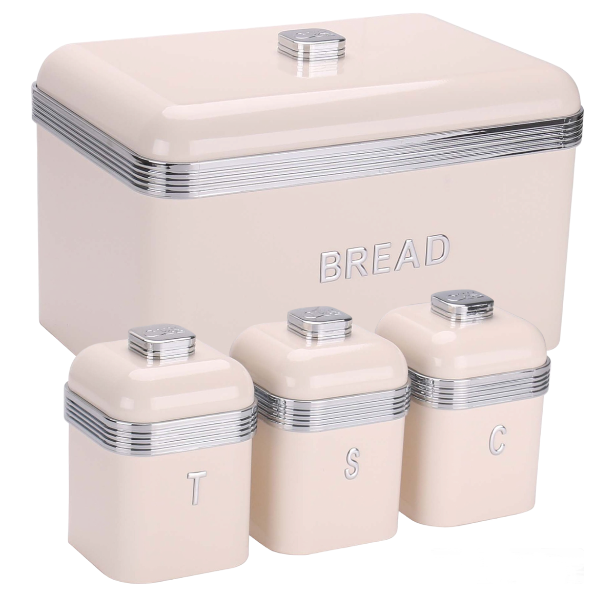 Distoplan Retro Deluxe Bread Bin and 3 Piece Canister Set-Bread
