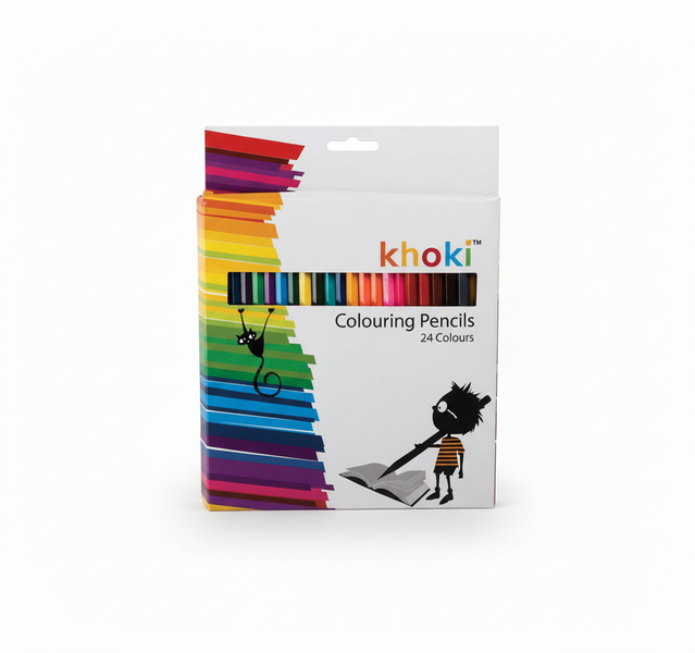 Khoki 24 Piece Long Pencil Crayons for Drawing and Coloring