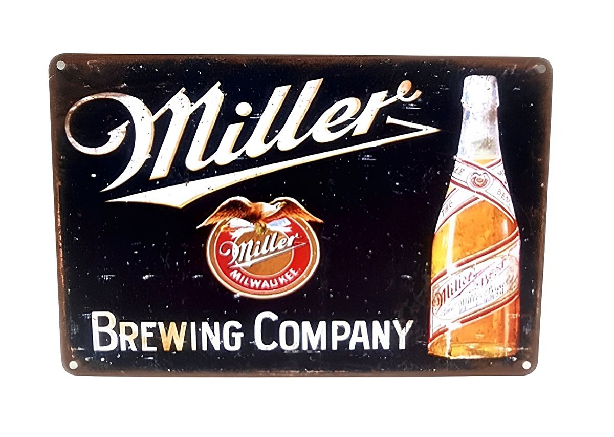 Miller Brewing Company Retro Style Metal Bar Sign for Wall Décor