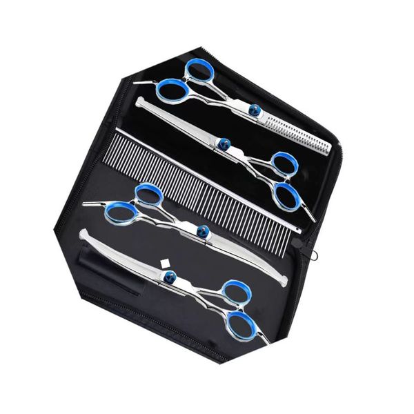 Pet Hair Grooming Kit: Curved &amp; Straight Scissors for Teddy Dog HairCutting