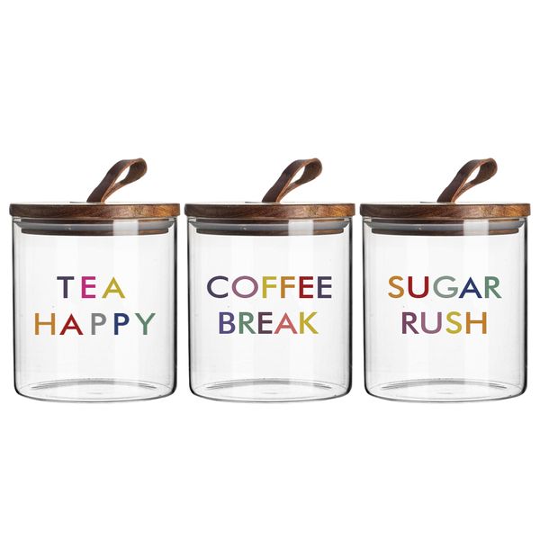 Elegant Look Clear Transperant Jars Storage Container with Bamboo Lid- 3Pcs