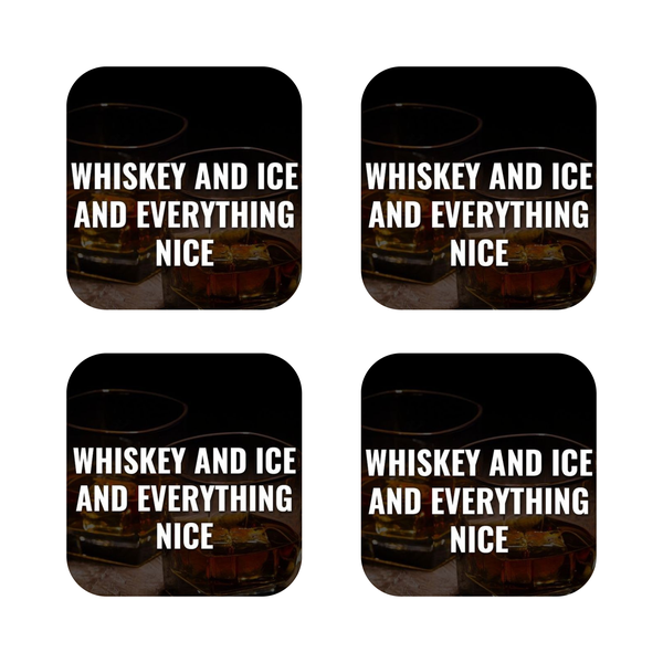 Custom Printed Whiskey and ice wooden Coasters
