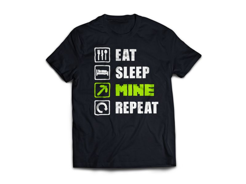 Minecraft Themed T-Shirt - Eat Sleep Mine Repeat - Glow in the Dark