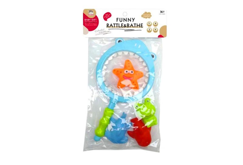 4 Piece Sea Animals Bath Toys with Net in Bag