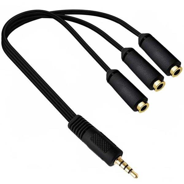 3.5mm TRS 3-pole male to 3-way female splitter audio headphone cable