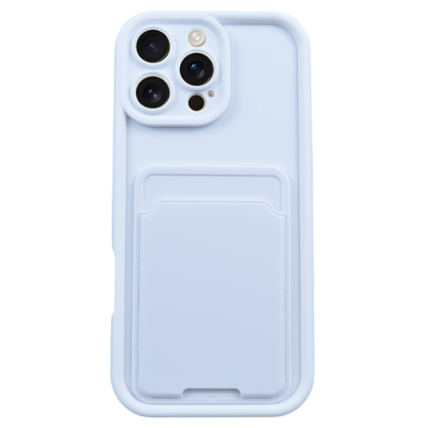 Solid Phone Case With Card Slot Compatible With iPhone 16 Pro Max - White